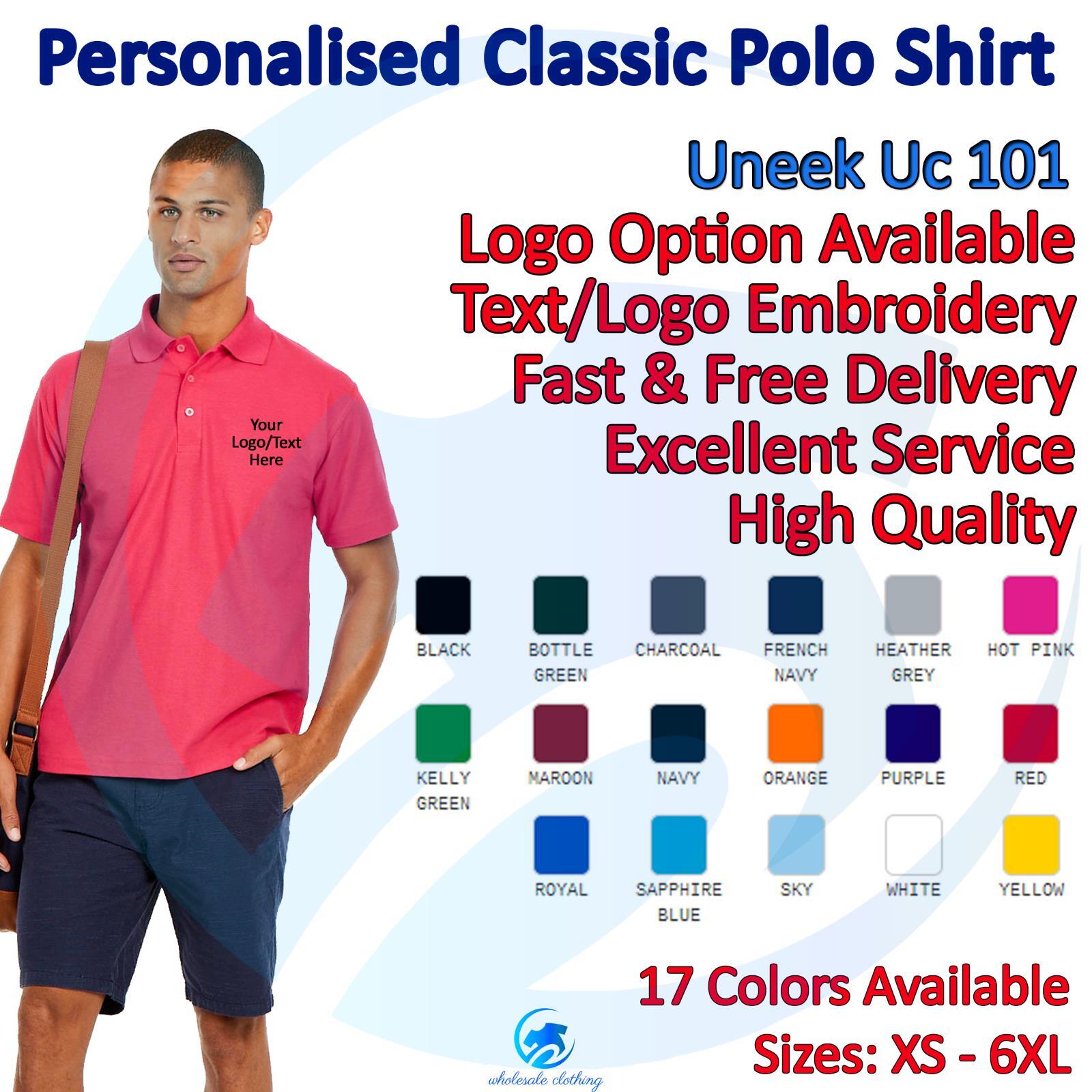 Custom Embroidered Polo Shirt Uneek UC101 Personalised Text Workwear Poloshirt T gallery
