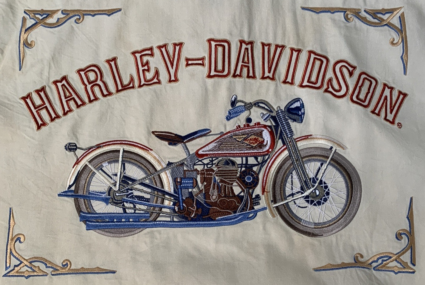 Harley Davidson Silk Mens Shirt 9×14 embroidered back panel Size M – Read Desc