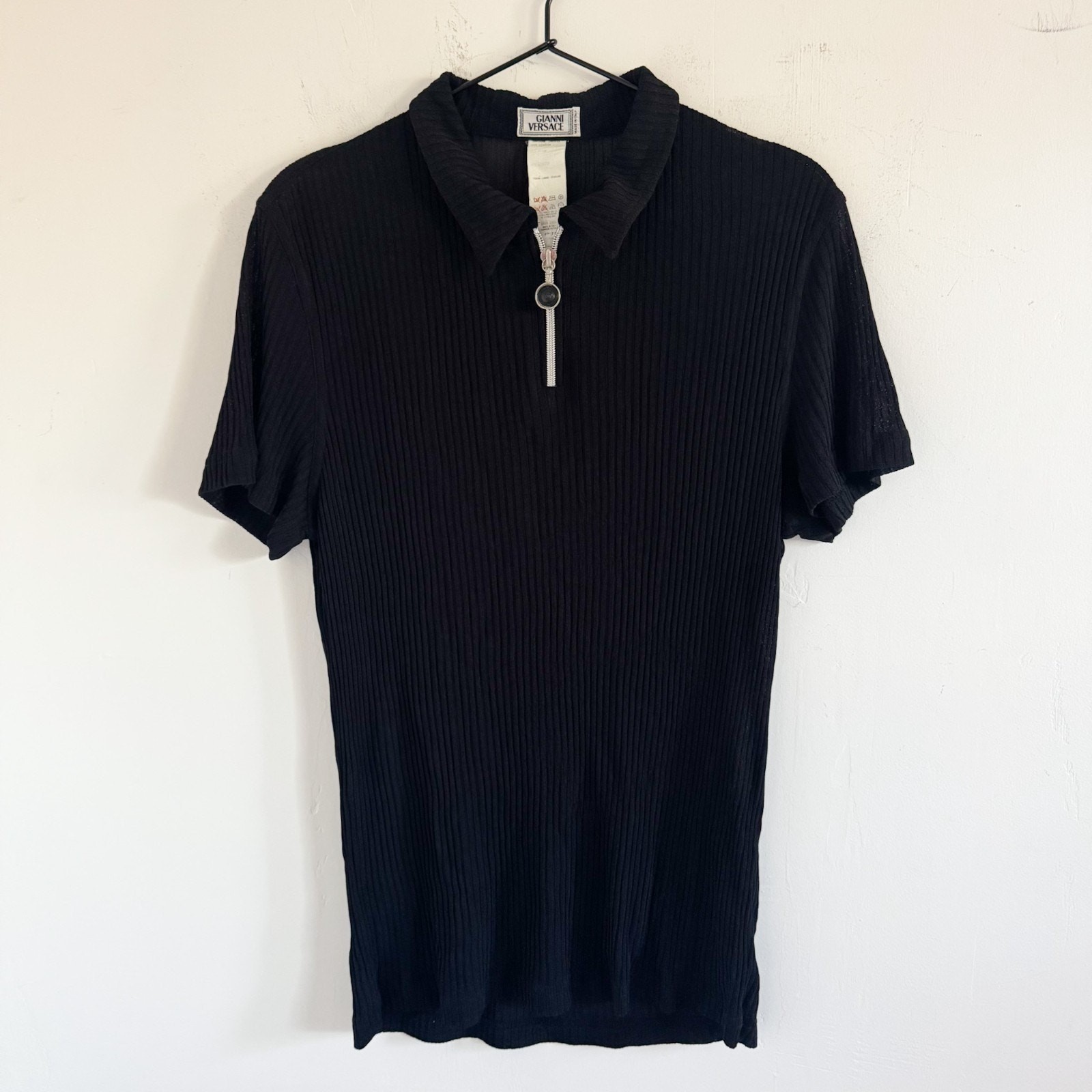 Gianni Versace Vintage Black Semi Sheer Zip Top EU 48 gallery
