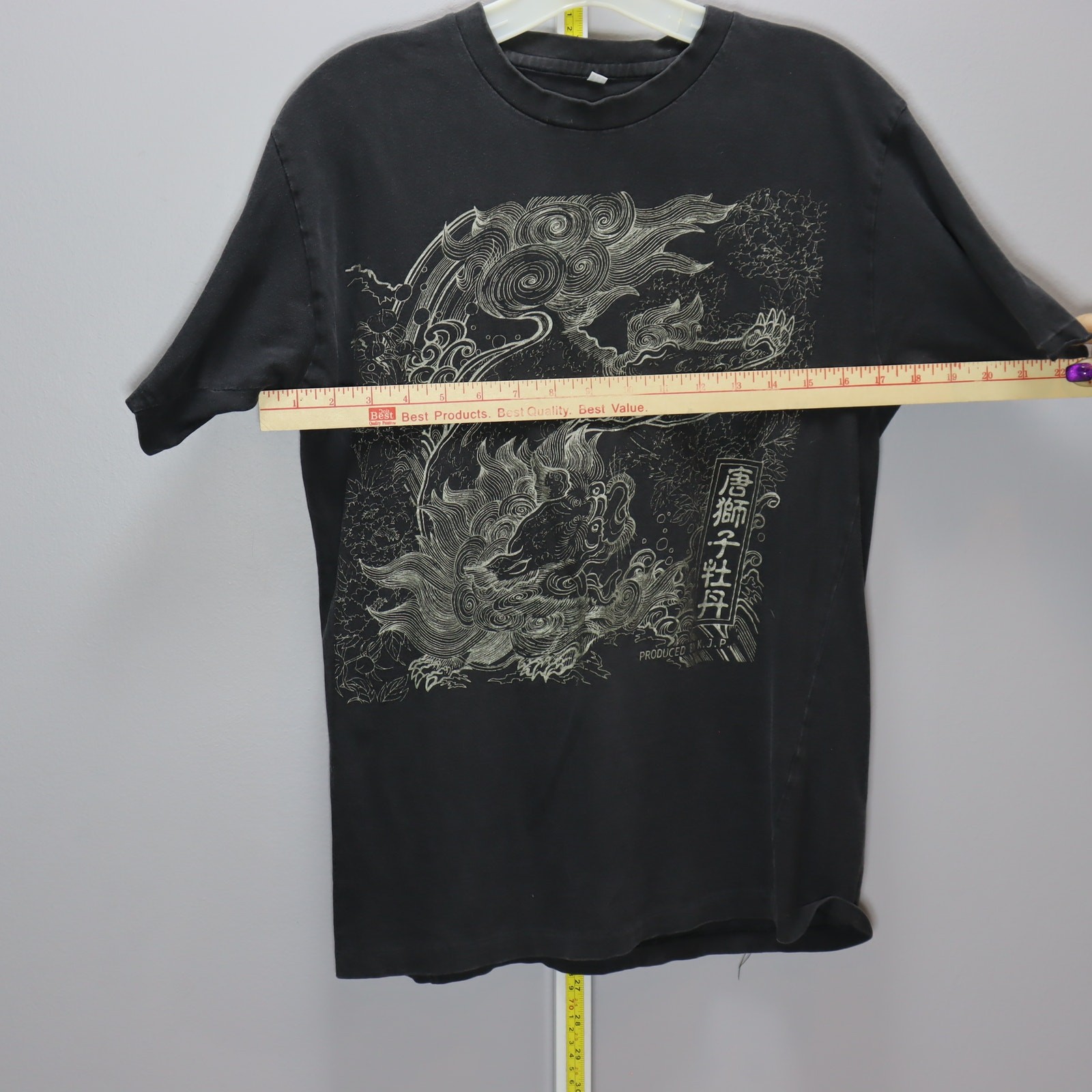 Vintage Black Dragon Graphic T-Shirt Asian Art Tee Size M gallery