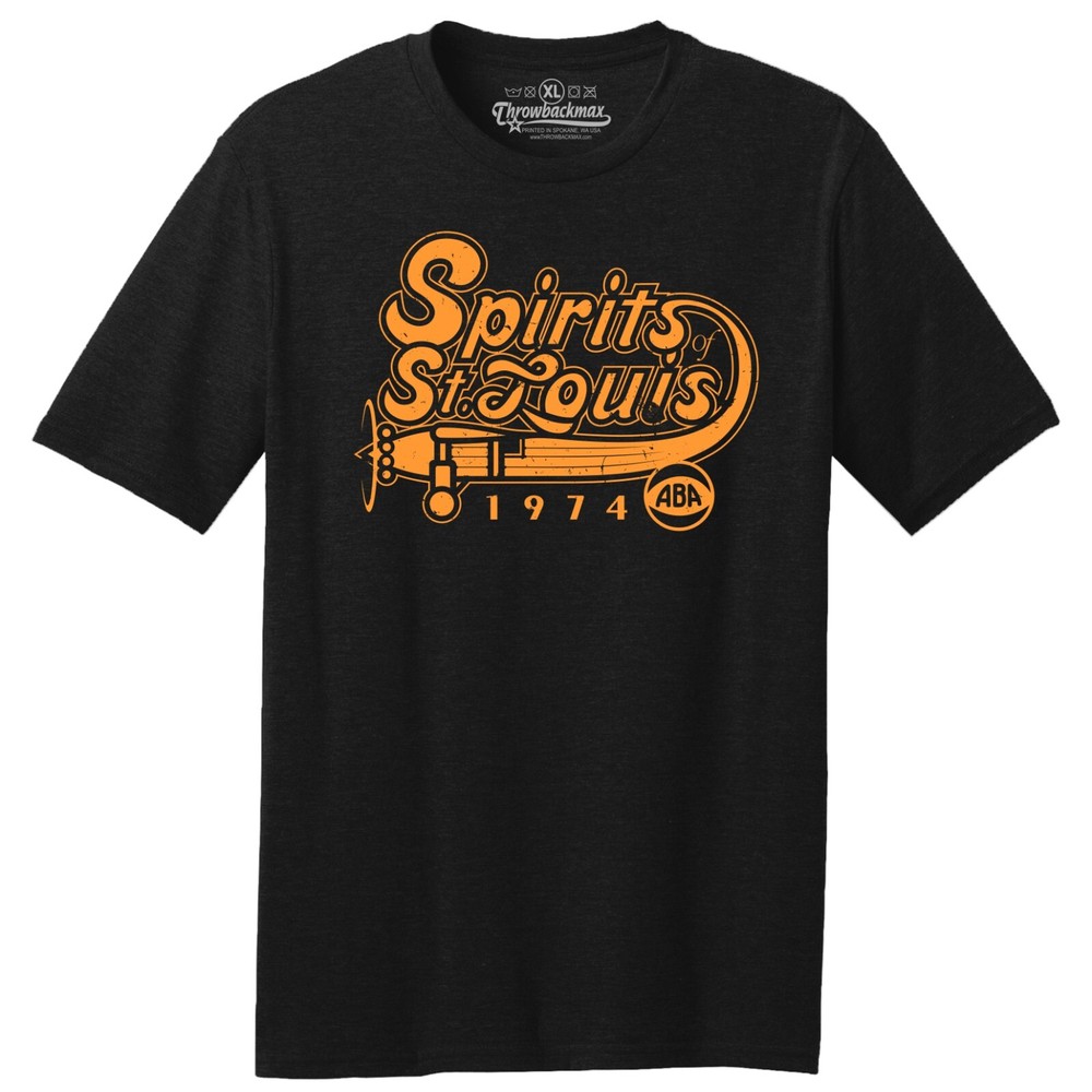St. Louis Spirits 1974 ABA Logo Basketball TRI-BLEND Tee Shirt – Solid Black