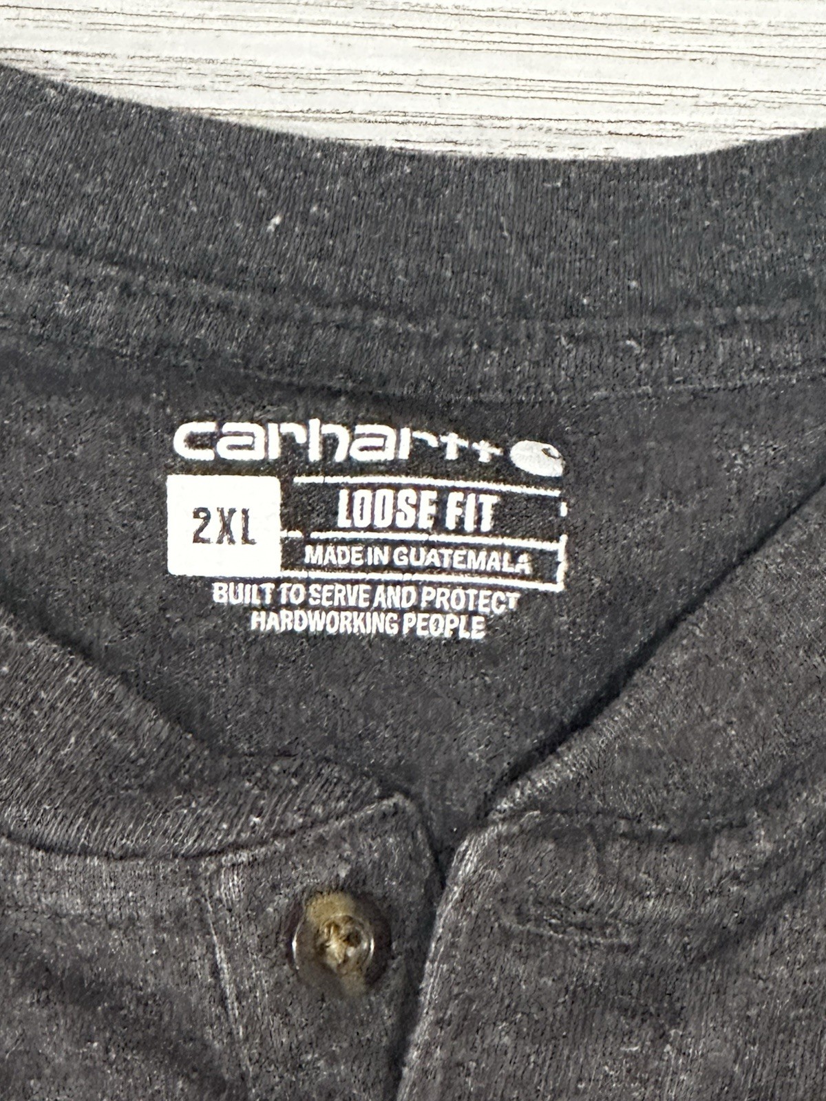 Carhartt Henley Shirt Men’s 2XL Black Loose Fit Long Sleeve Pocket Workwear gallery