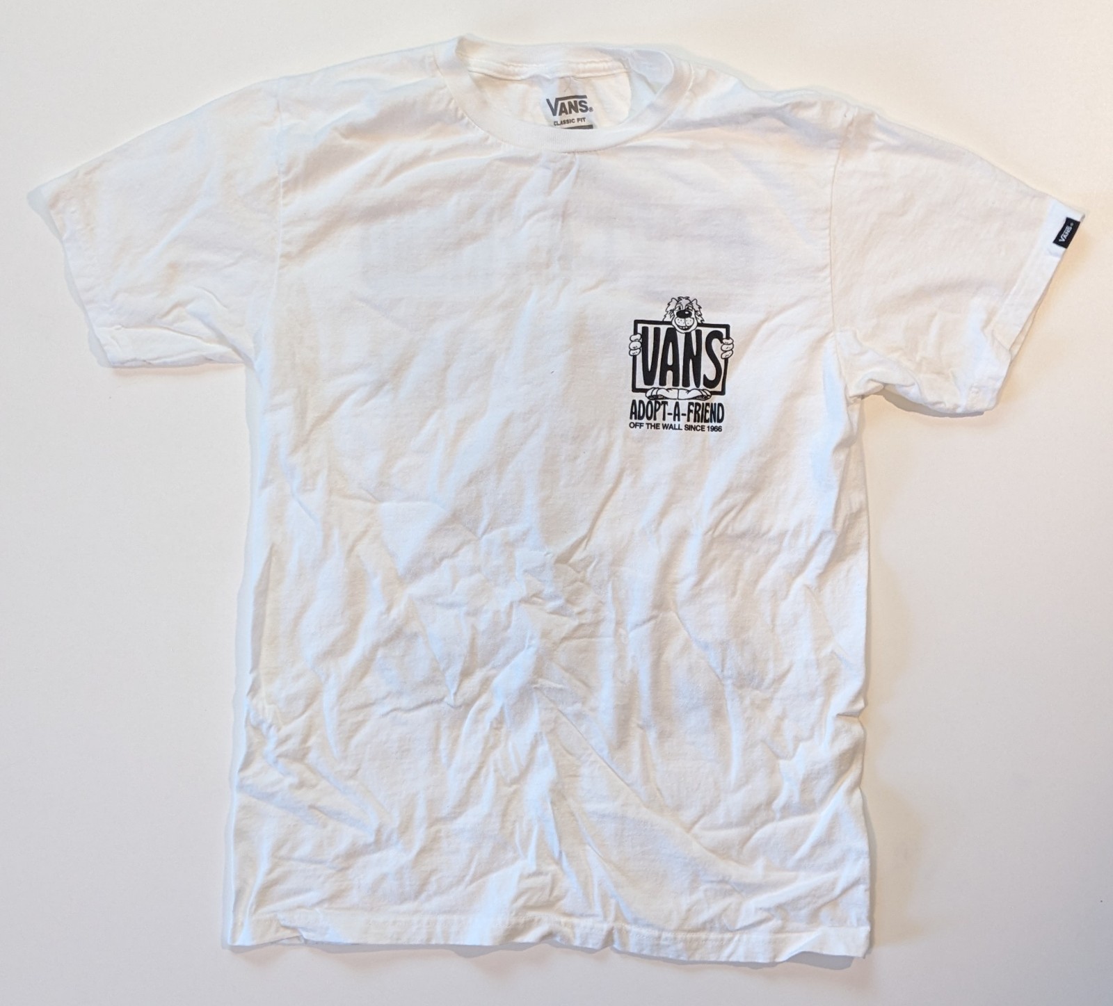 Vans "Adopt-a-Friend" Unique Animal Shelter T-shirt Adult Small 100% Cotton NWOT gallery