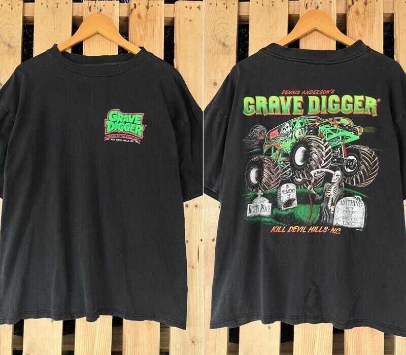 Grave Digger Monster Truck 2 Sided 90’s Basic Black Unisex S-5XL KK2580