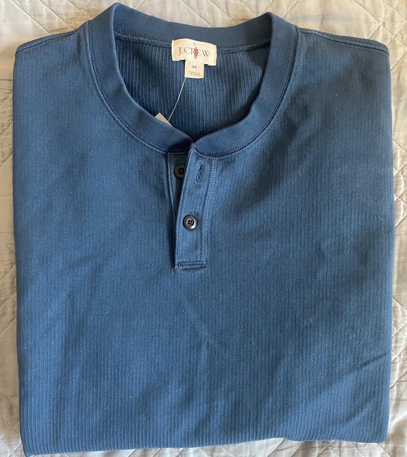 J. CREW Dense cotton herringbone henley in Granite Blue Size M $79.50 CR408 gallery