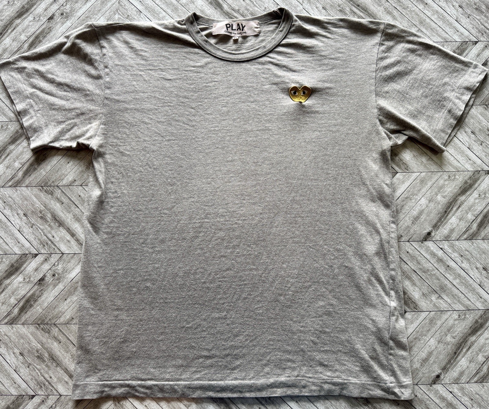 Comme Des Garcons T-Shirt Mens Large Play Gray Single Stitch Japan Y2K Street