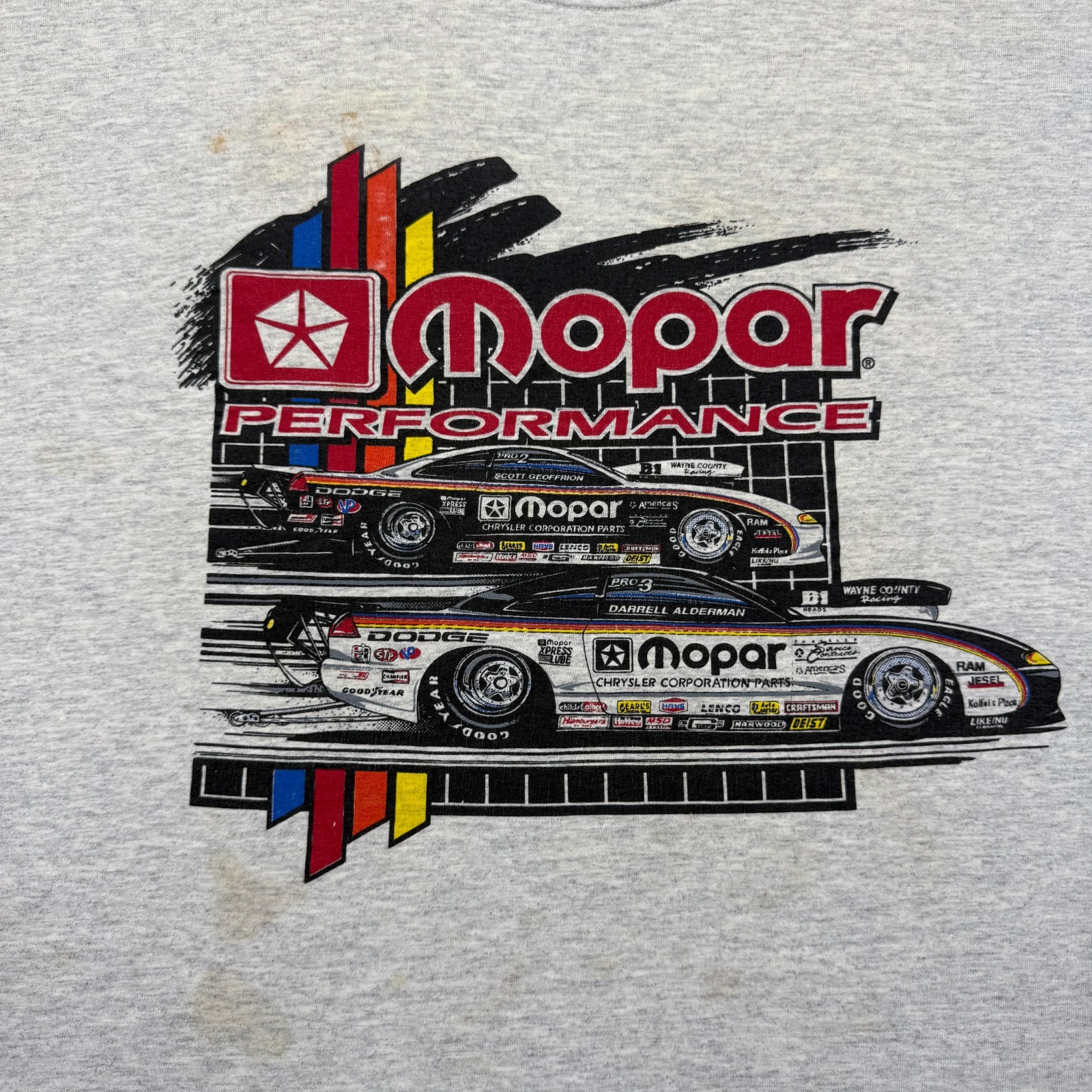 Vintage 90s Mopar Performance Drag Racing Motorsports Graphic T-Shirt USA - XL gallery
