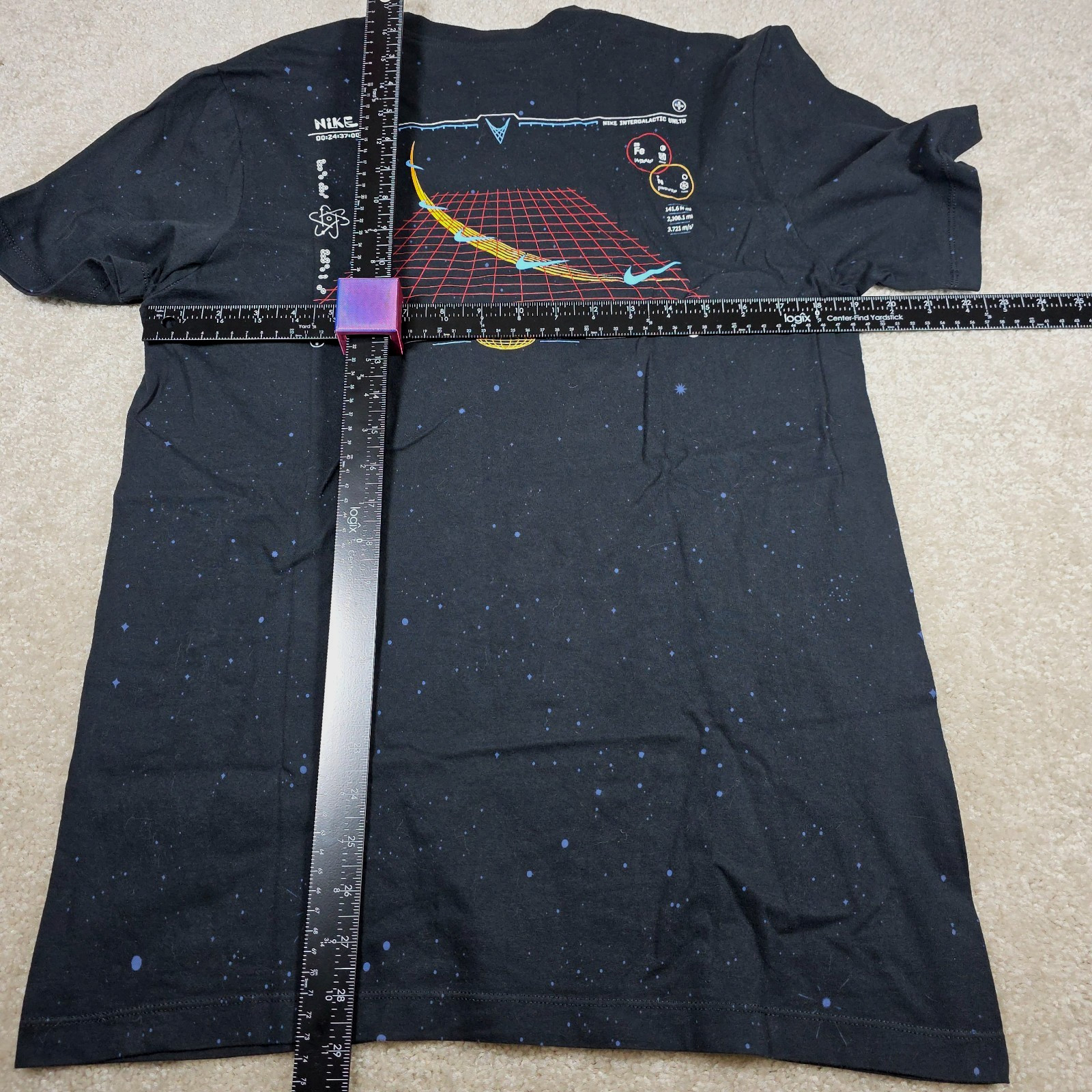 The Nike T-Shirt Mens Size M Space Grid Atom Design Dark Navy Blue Graphic Print gallery