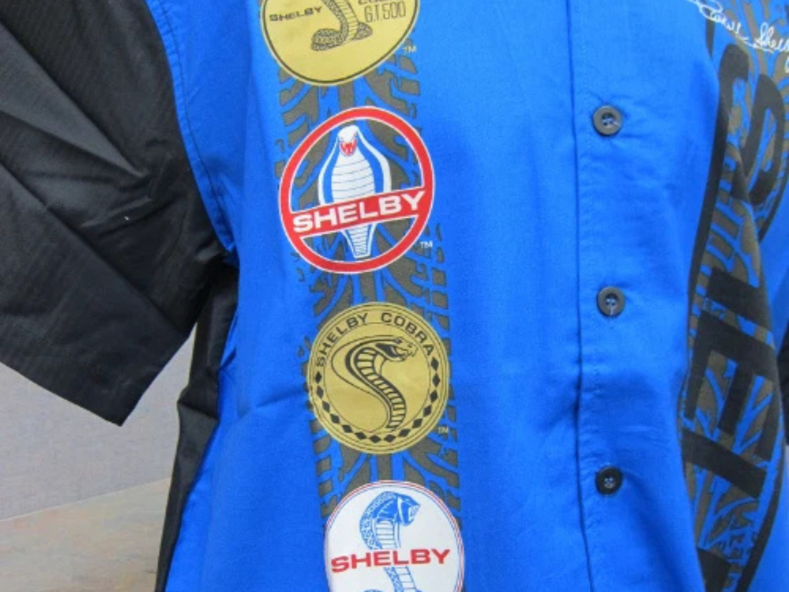 Carroll Shelby Cobra Logo Blue Club Racing Button Down Shirt Official Licensed gallery