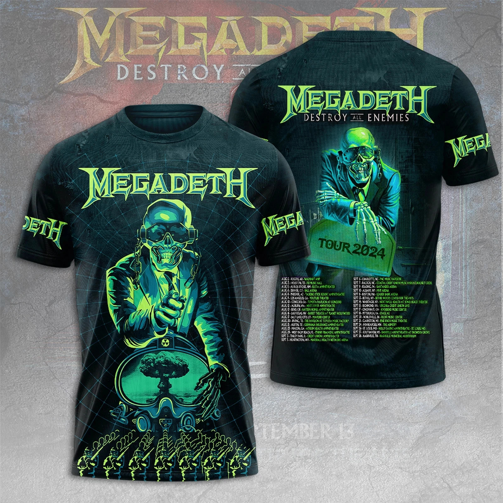 Megadeth Band Tour 2024 For Fan 3D T-shirt S to 5XL GG171 FREE SHIP gallery
