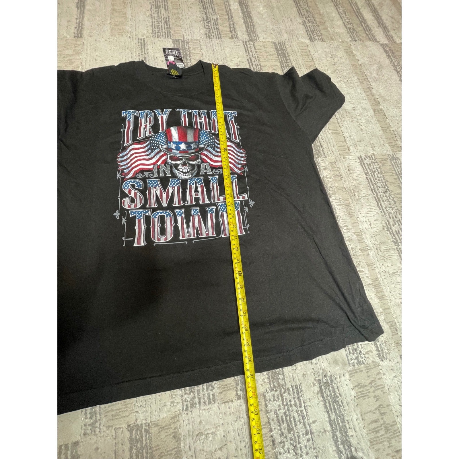 Hot Leathers Mens Try That In A Small Town Skull Graphic T-Shirt Black 3XL NEW gallery