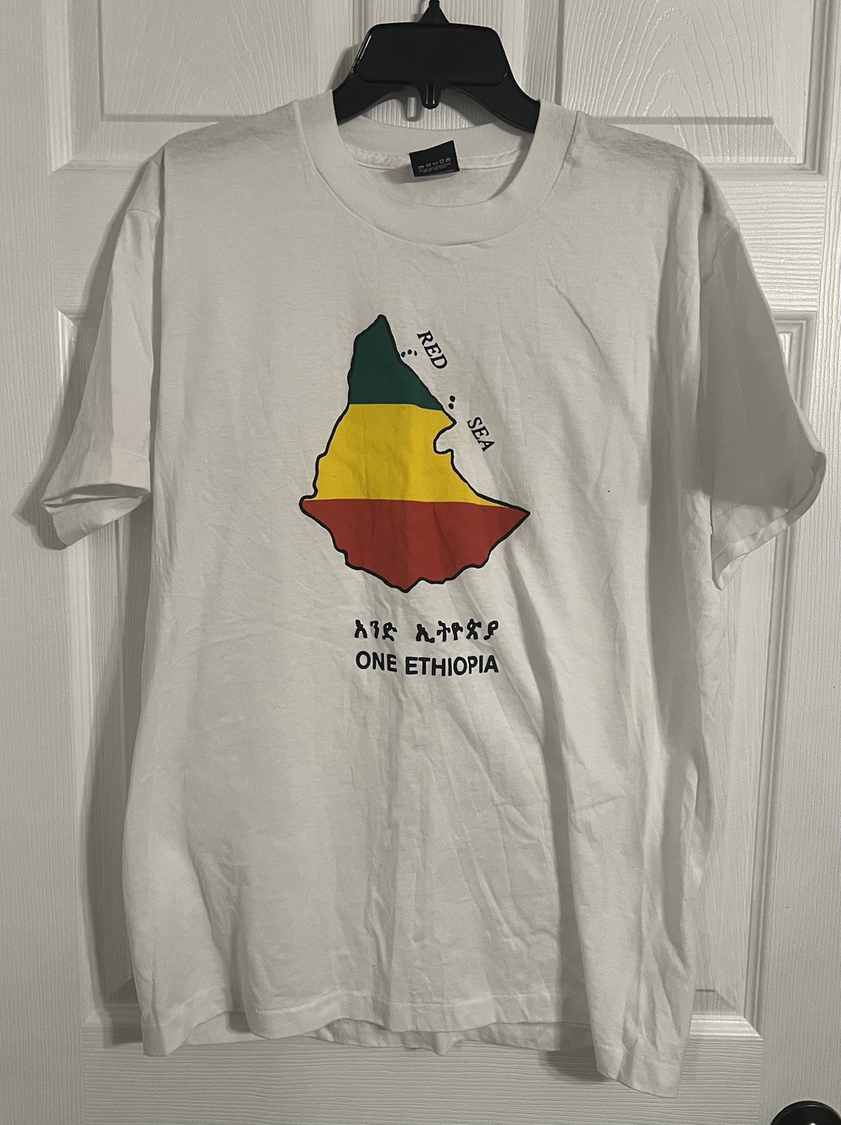 Screen Stars Best Men’s Crew Neck Tshirt Xl White With Ethiopia Theme Vintage gallery