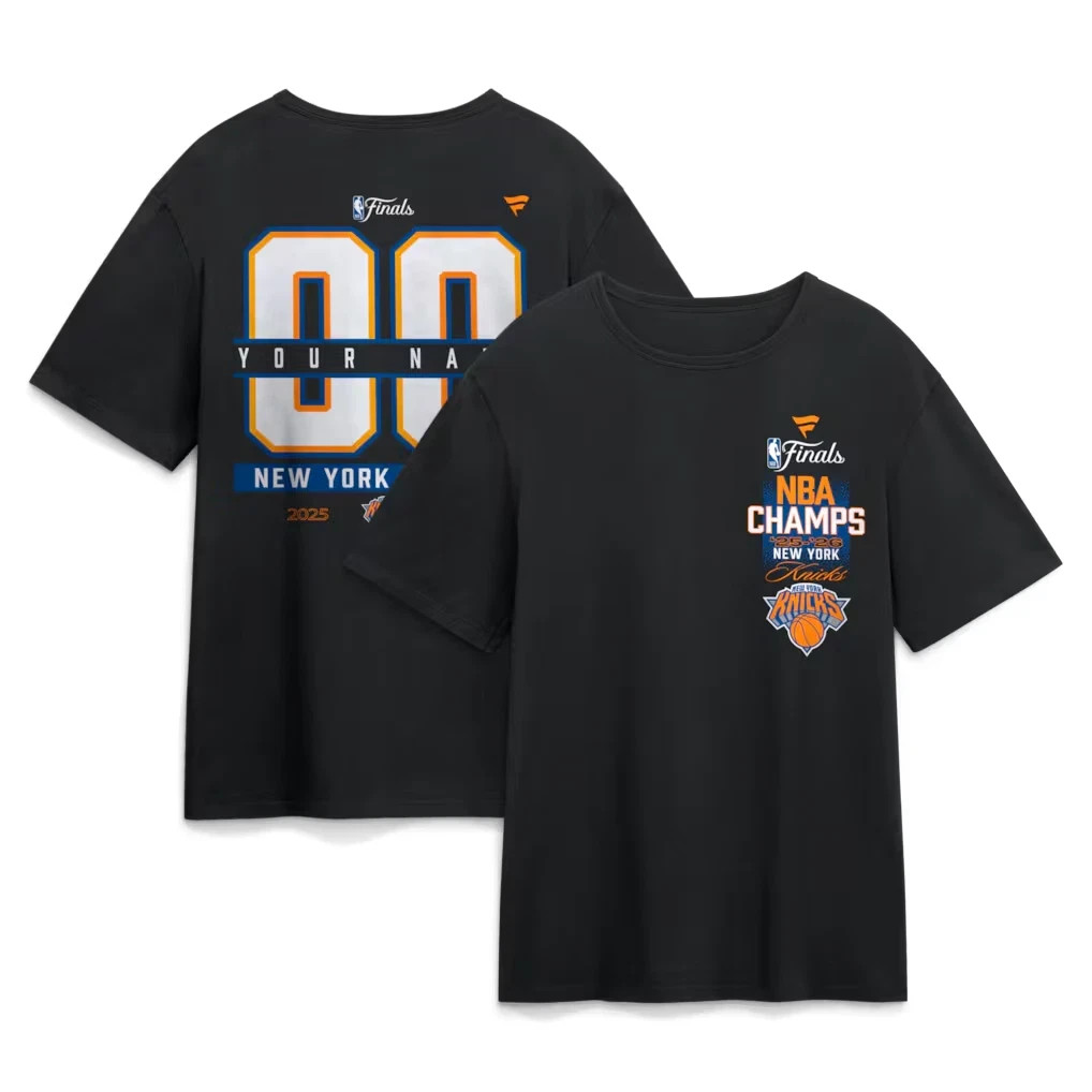HOT!! N.Y Knicks 2026 NBA Finals Champions Custom Name & Number T-Shirt - Black gallery