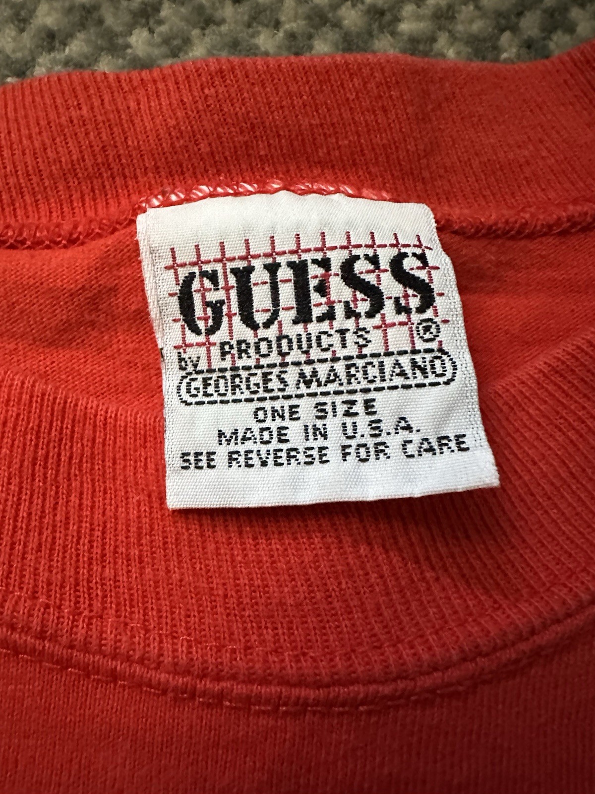 Vintage 1989 Guess Georges Marciano T-Shirt One Size Red Single Stitch USA gallery