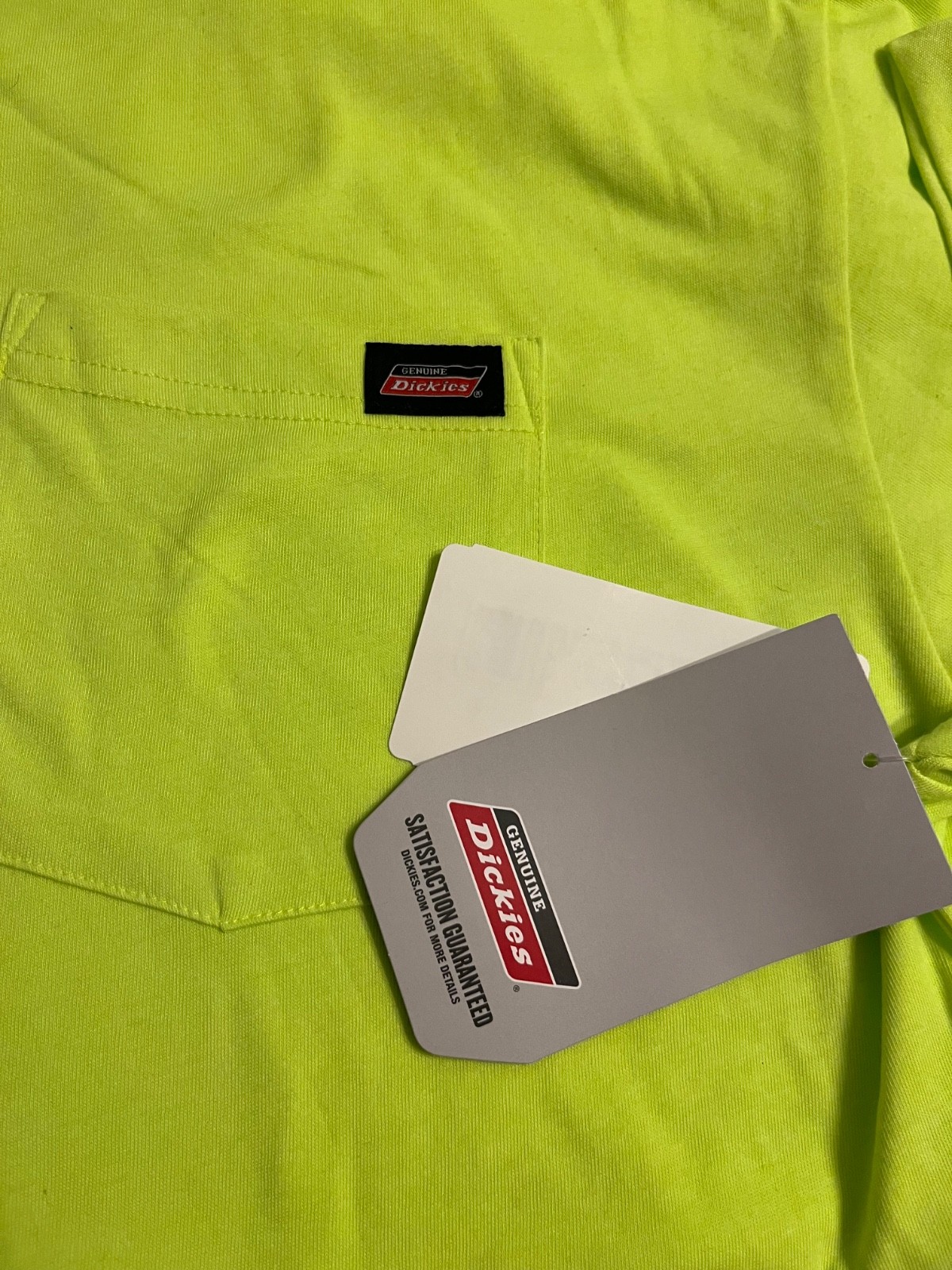 2 Brand New w/ Tags Dickies Fluorescent Yellow XL & L Pocket T-Shirt (1 of each) gallery