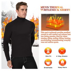 Mens Turtleneck Pullover Long Sleeve Jumper Top Warm Casual Slim T-Shirt Thermal