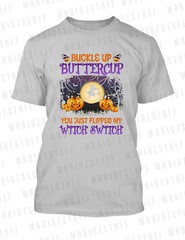Buckle Up Witch Tee Shirt Halloween Pumpkins Funny T-Shirt Unisex Horror Tee