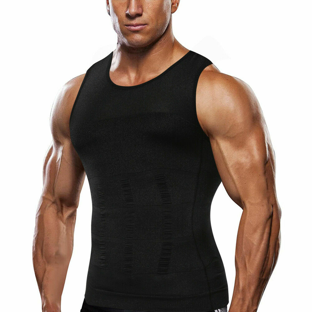 Men Slimming Body Shaper Abs Abdomen Compression Vest Workout Tank Tops Shirts gallery