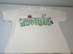 Peanuts Snoopy Radiate Happiness T-Shirt Small Cream Graphic Tee Cotton