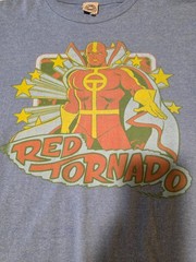 Red Tornado Light Blue Heather Soft T-Shirt Sz Large DC Comics Excellent