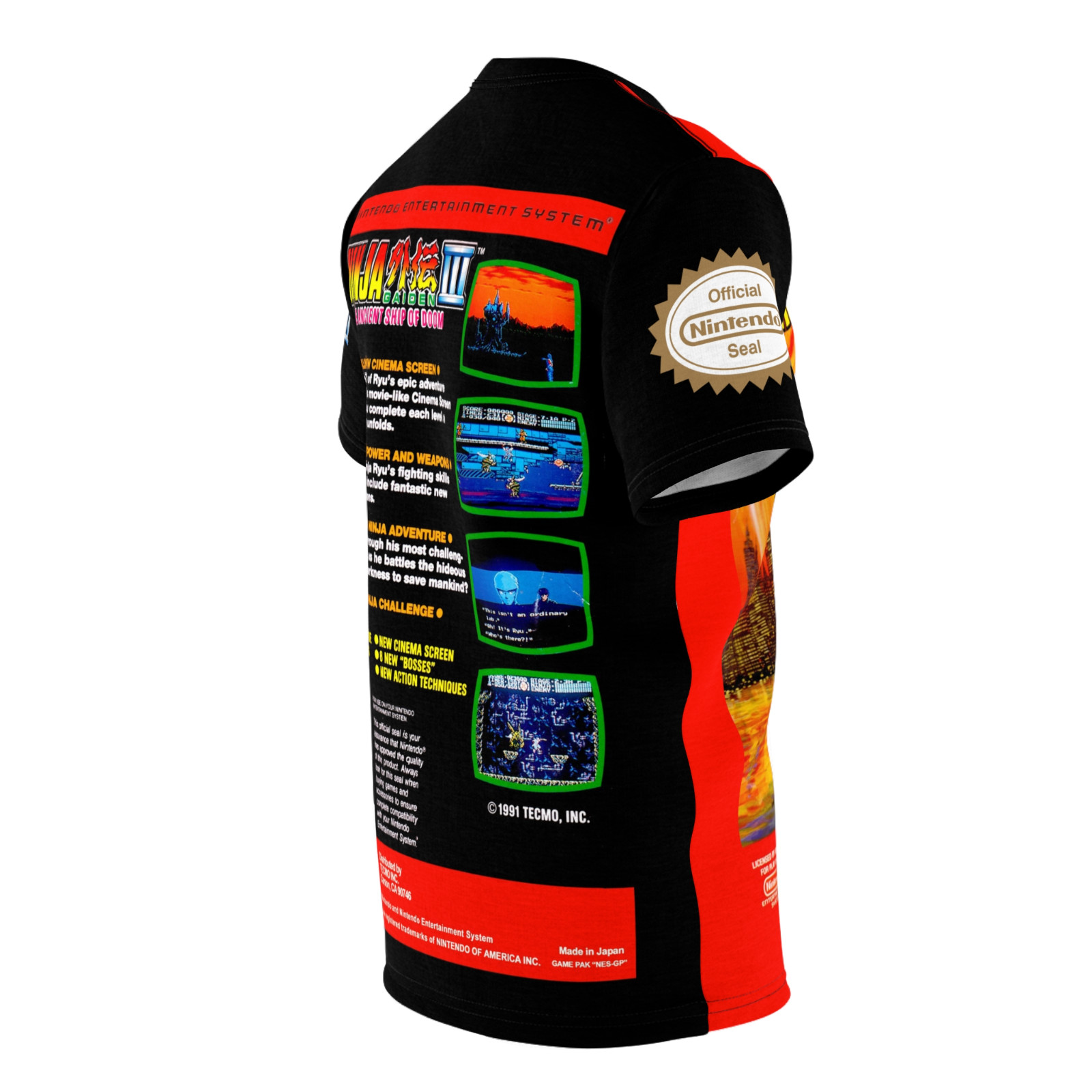 Ninja Gaiden III 1991 NES Retro Video Game Nintendo Box Cover Game T-Shirt gallery