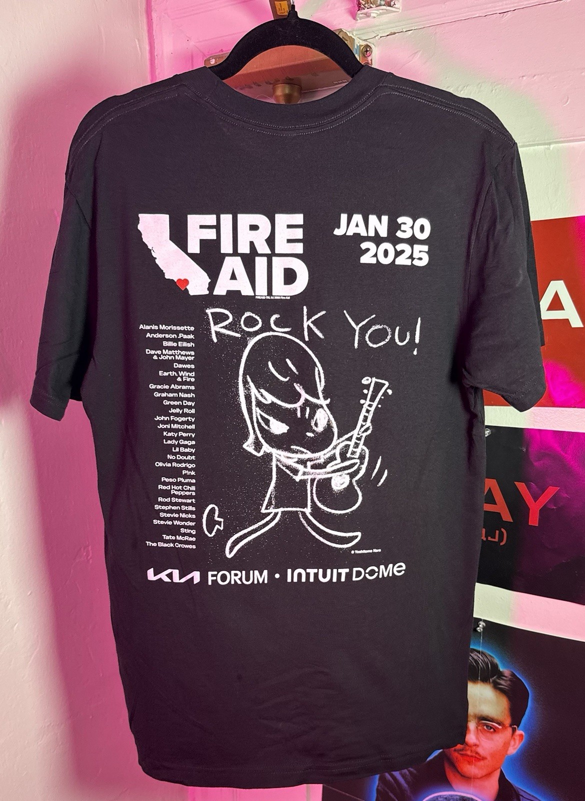 Yoshitomo Nara Fire Aid T Shirt Intuit Dome / Kia Forum Size Large gallery