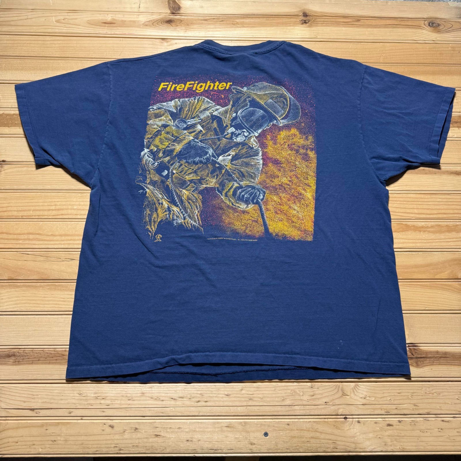 Vintage 90s Blackbird International Firefighter Maltase Cross Graphic Shirt XXL