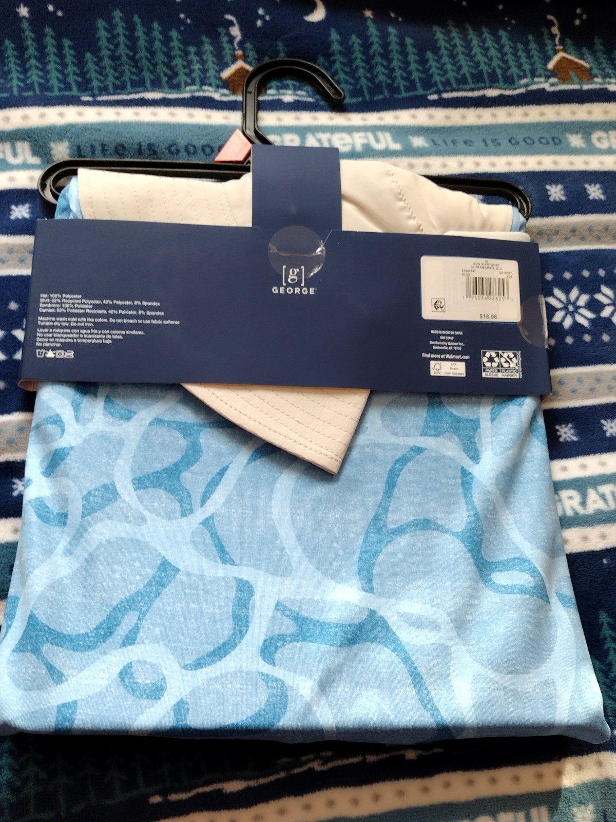 George Mens Blue M Sunblocker Shirt (UPF 50) and Hat (UPF 30) Combo Quick Dry gallery