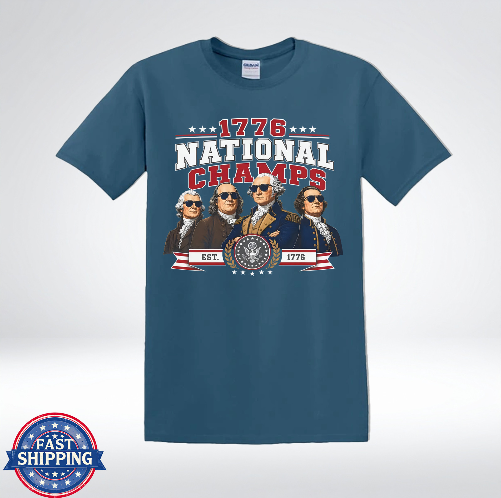 1776 National Champs Funny Patriotic Founding Fathers Retro T-Shirt gallery