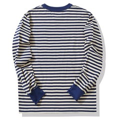 Retro Men Classic Breton Striped Long Sleeve Shirt Causal Cotton Sailor T-Shirts