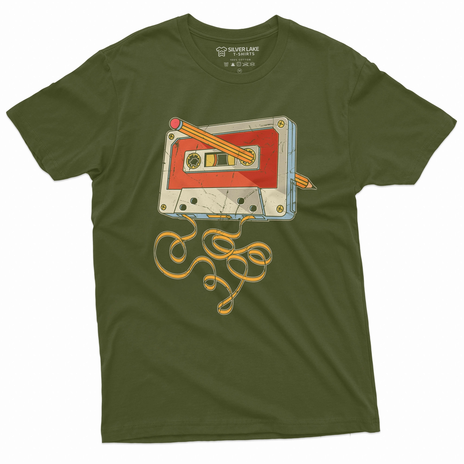 Men's vintage cassette tape with pencil T-shirt 80s 90s born nostalgic gift gallery