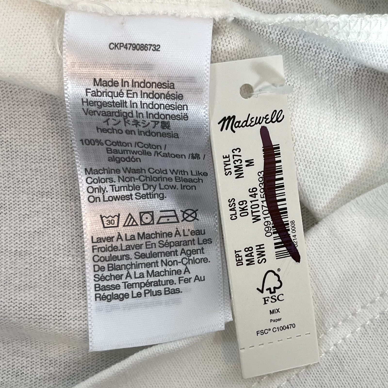 MADEWELL NWD Men's 100% Cotton Soft White Crewneck Relaxed Tee MEDIUM NM373 gallery