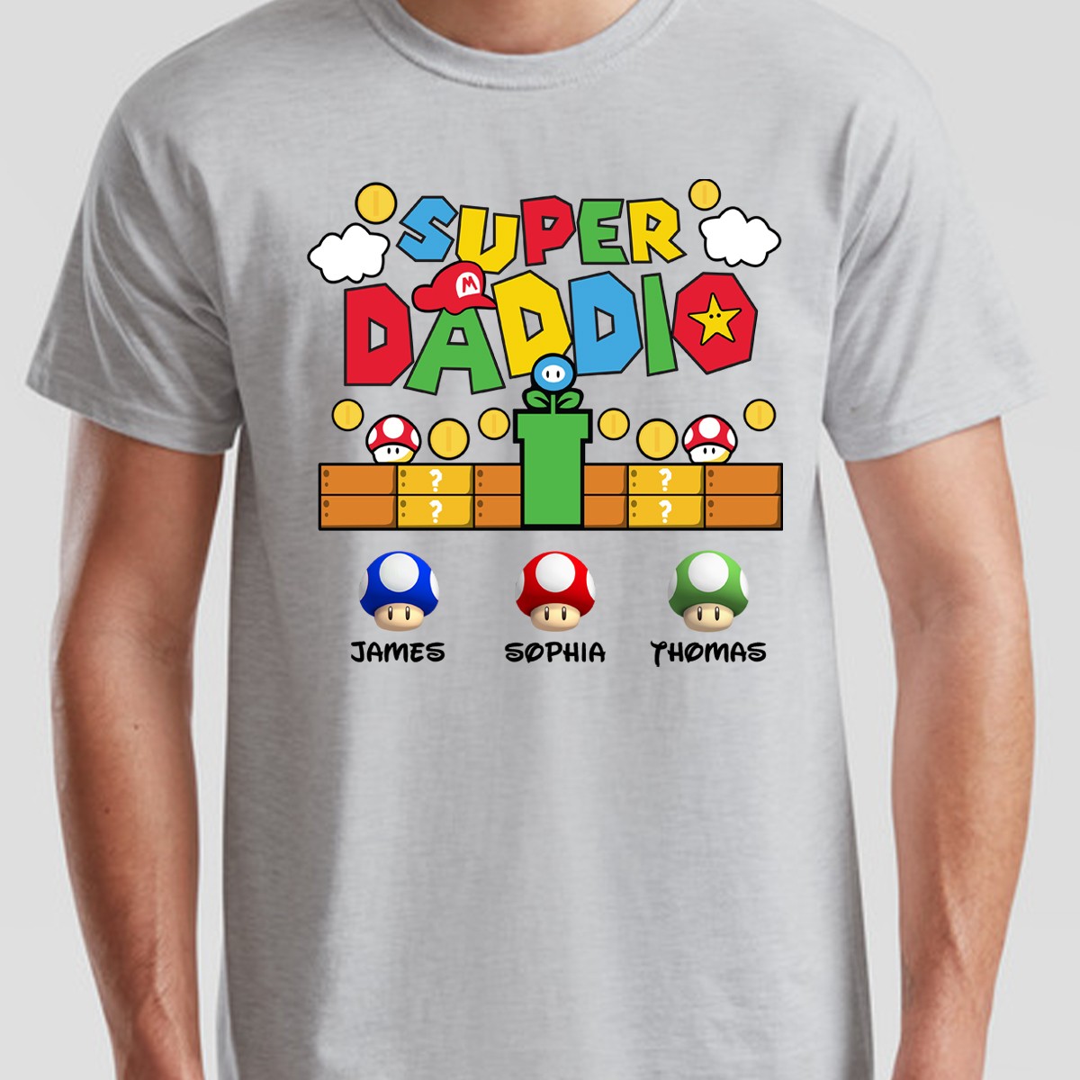 Personalised Super Daddio Mens T Shirt Gaming Fathers Day Mens Graphic Tee gallery