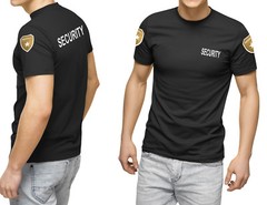 Security T Shirt Event Staff Office Double Sided Badge Front/Back