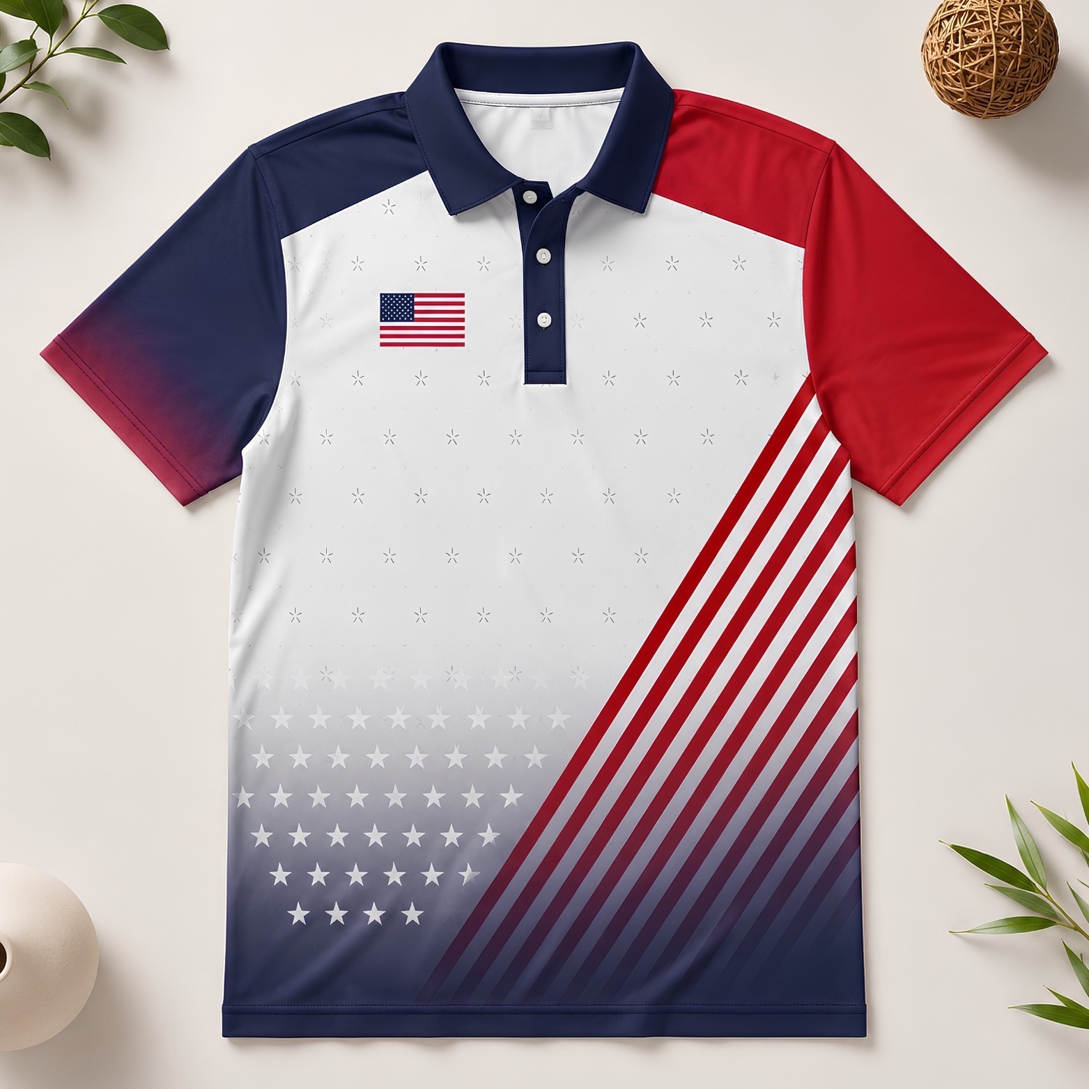 America 250 Polo, Men's Vintage American Flag Shirt 4th Of July Golf Top (S-5XL) gallery