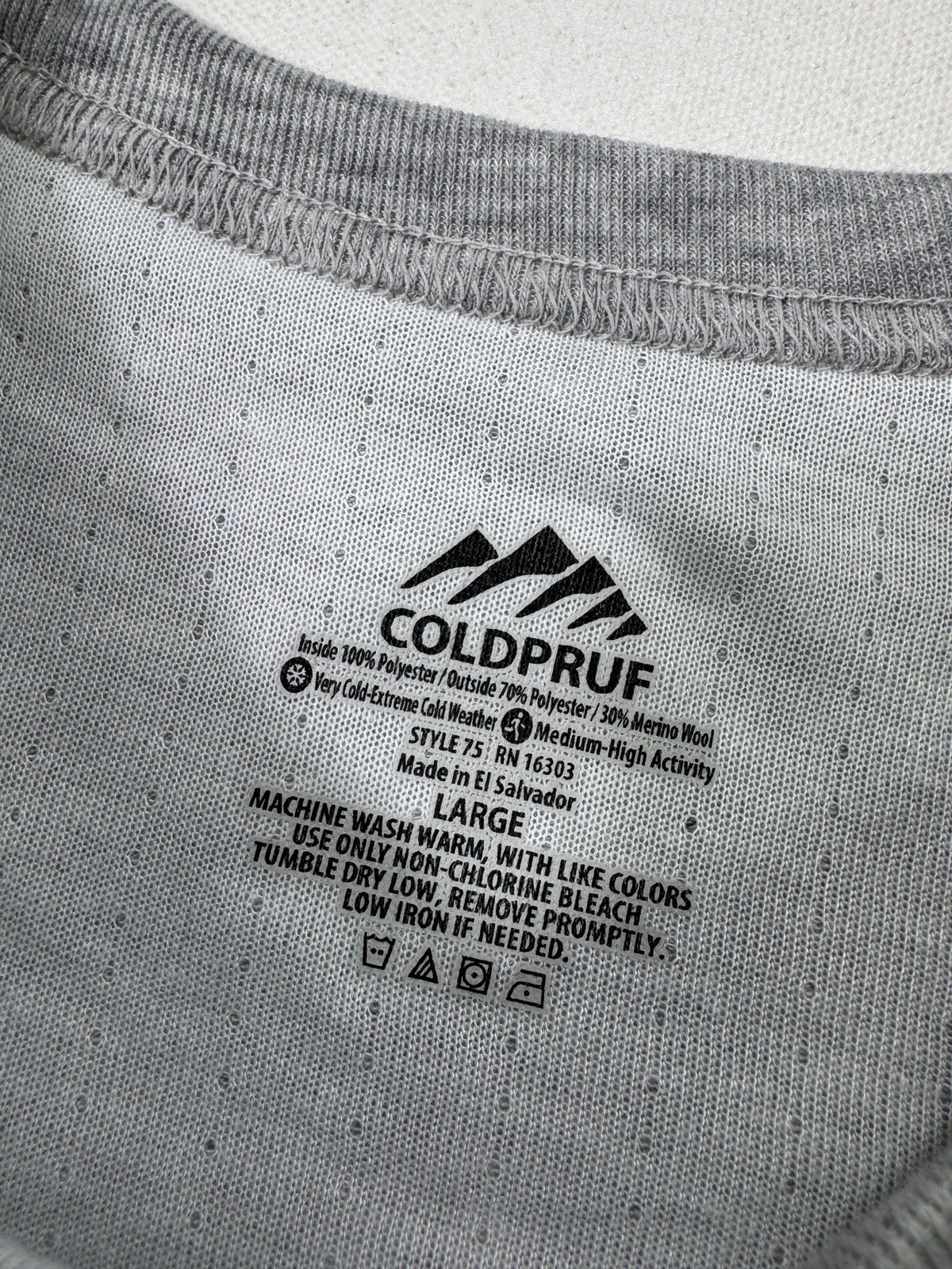 Coldpruf Merino Wool Shirt Men Large Gray Two Layer Prep Base Hike Outdoors Trek gallery