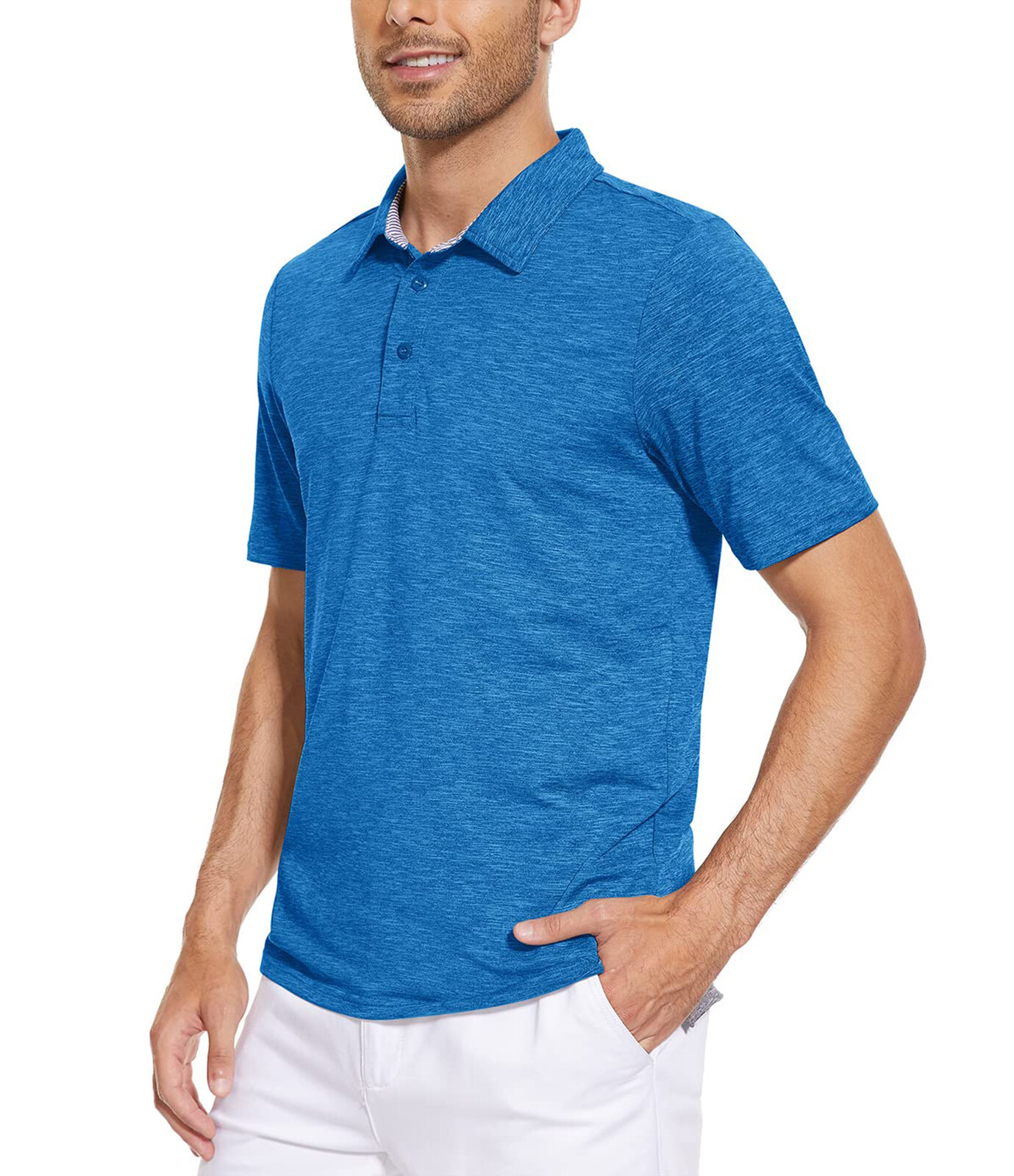 Men's Short Sleeve Polo Golf Shirts 3-Button Moisture Wicking Athletic T-Shirts gallery