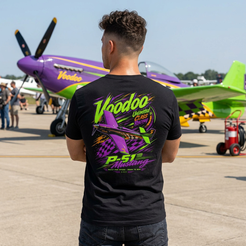 Voodoo P-51 Mustang Reno Air Races Graphic T-Shirt Tee S-5XL gallery