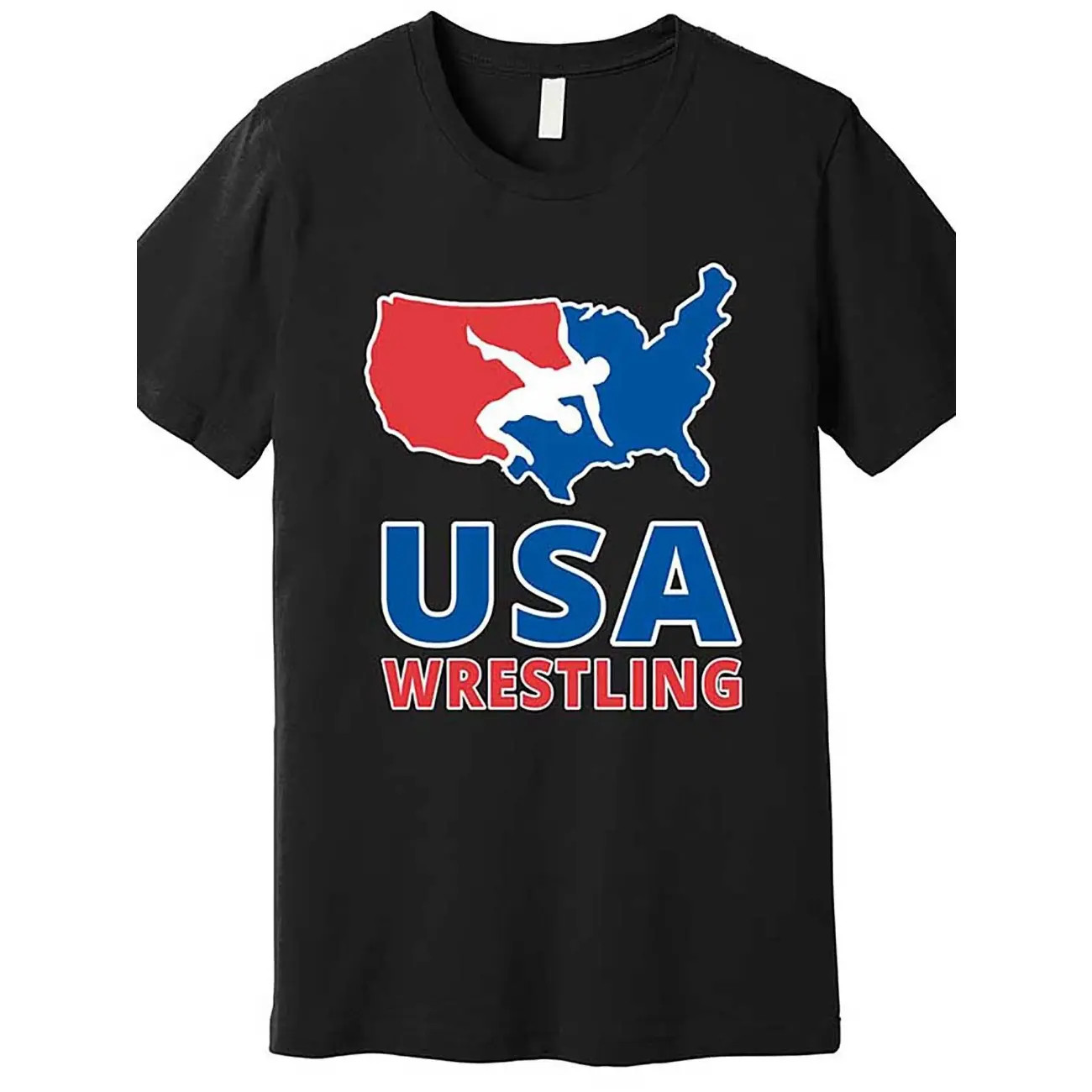 USA Wrestling Graphic T-Shirt Black Retro Sports Casual Tee gallery