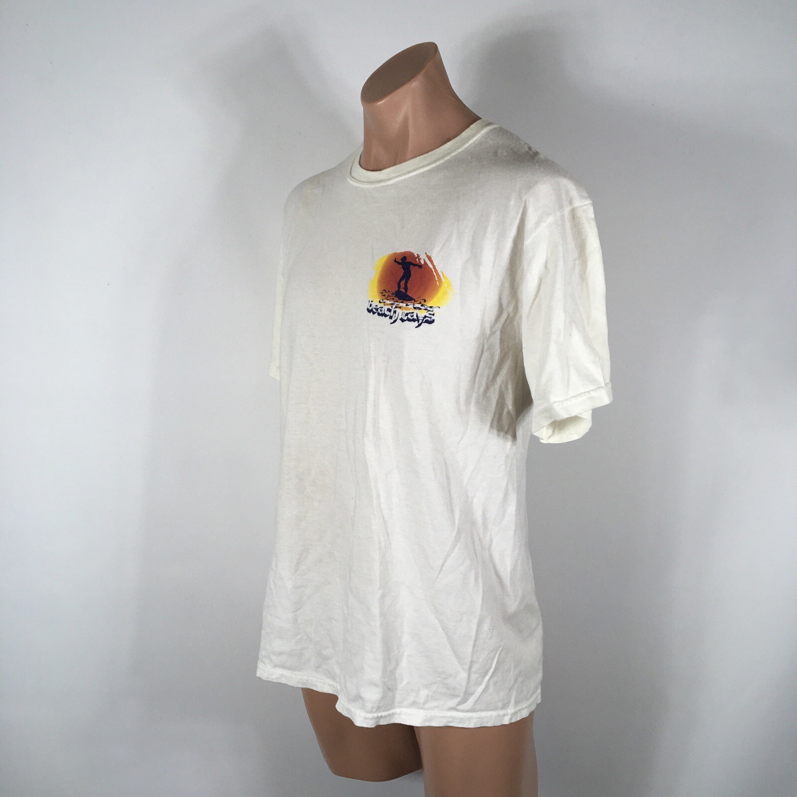 Beach Rays Floral Surfer Beach USA White Vintage 90s T-shirt Large Neon Hawaii gallery