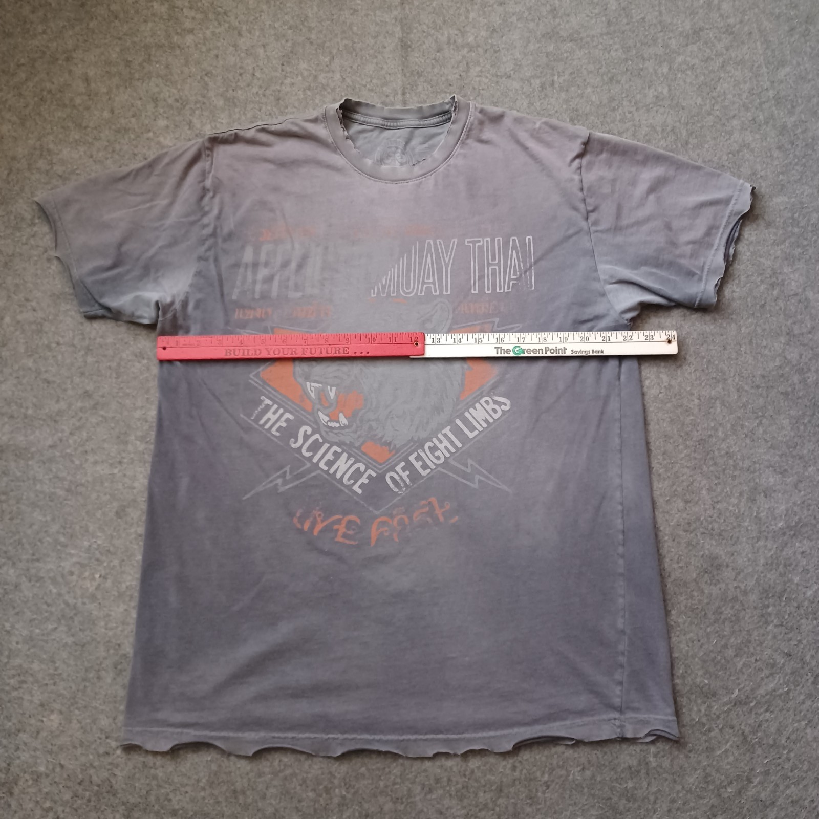 Affliction Sport T Shirt Mens XXL Gray Muay Thai Graphic Distressed Faded USA gallery