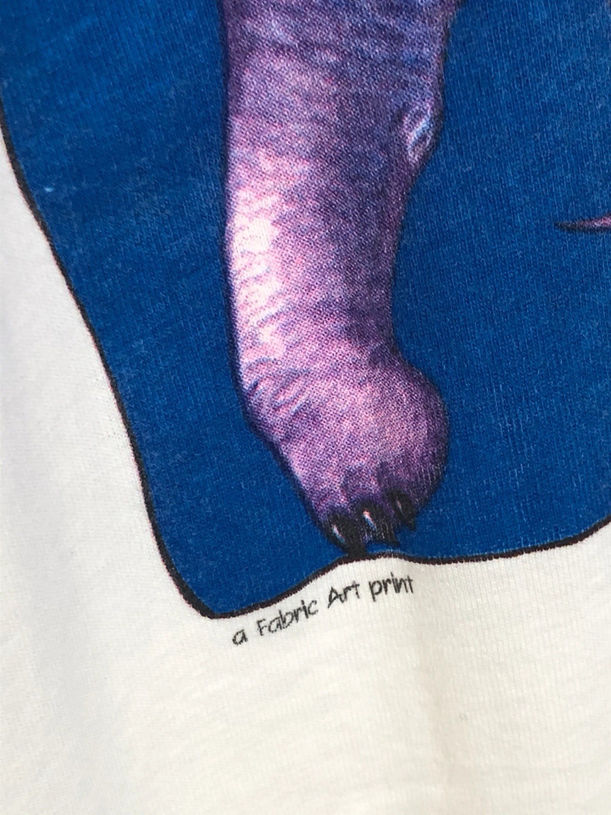 Vtg Fabric Art White Single Stitch Dinosaur Apatosaurus Nature USA Made XL gallery