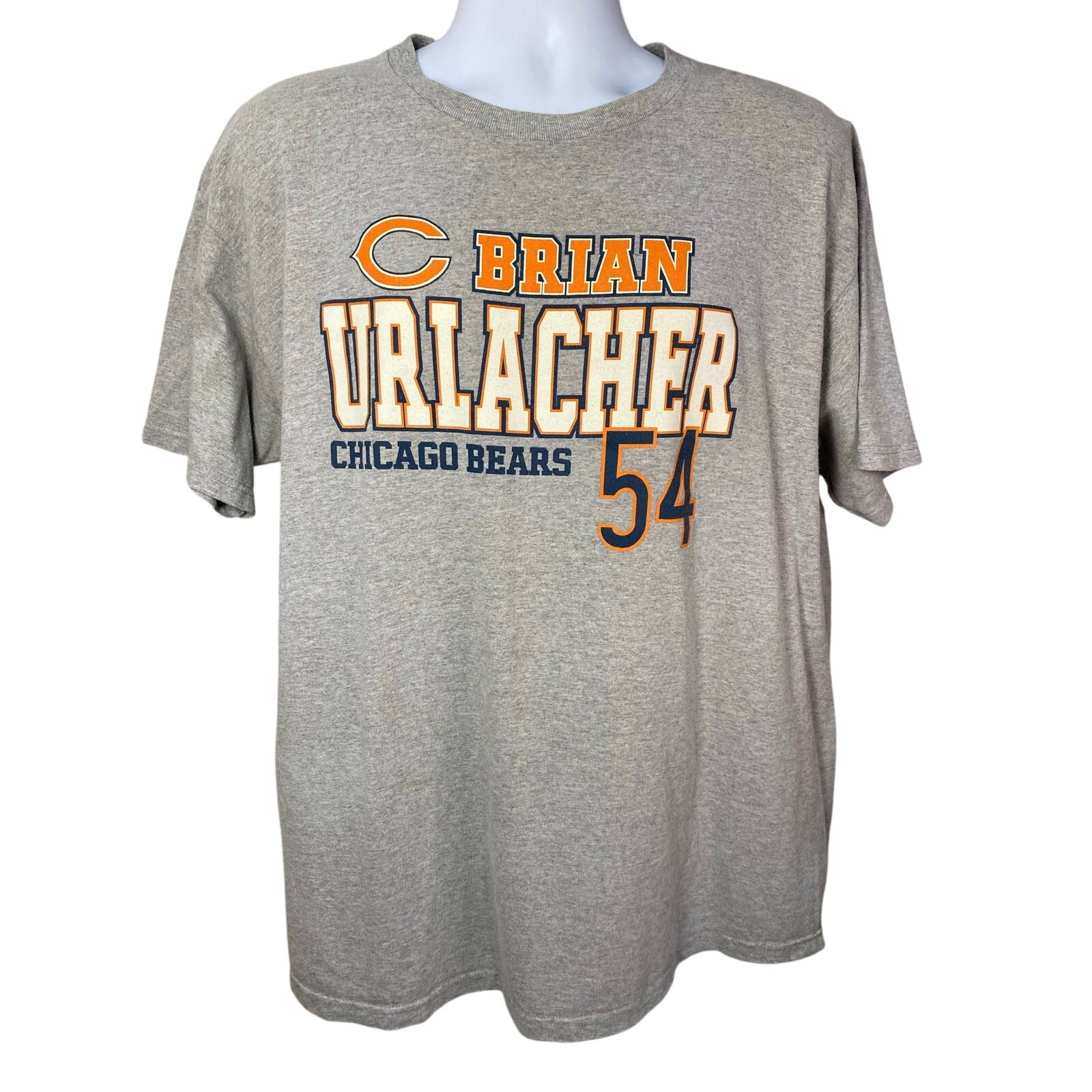Chicago Bears Brian Urlacher #54 Jersey Style Tee | Men's XL | Gray gallery