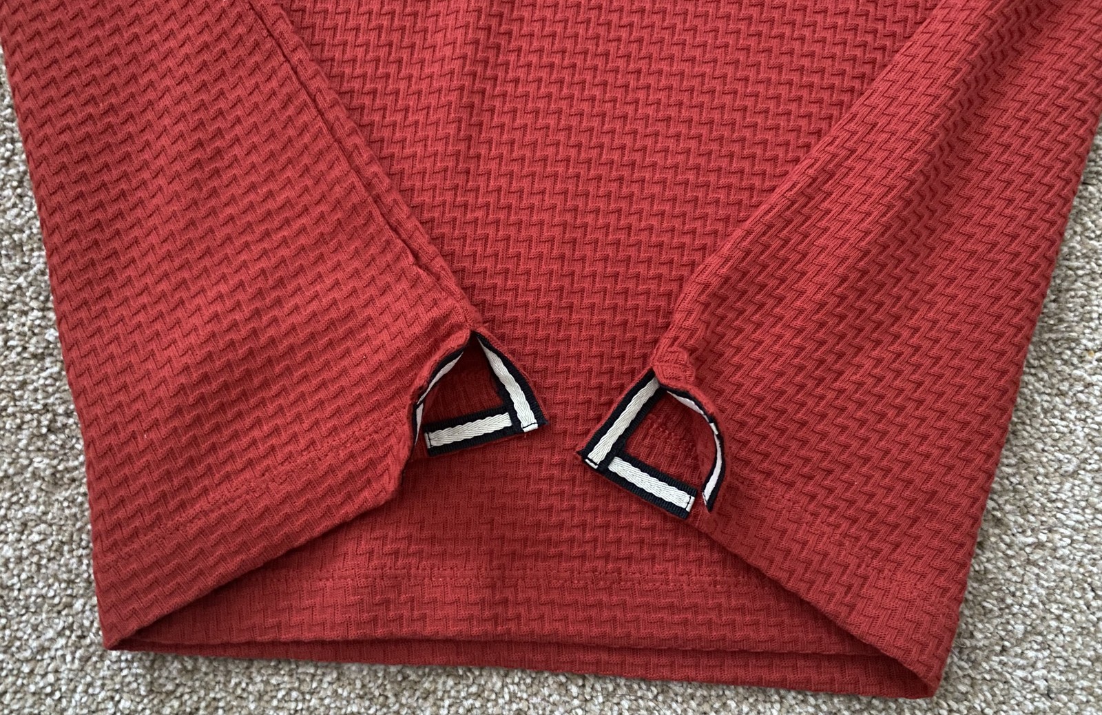 TED BAKER Short Sleeve Men's Sz 3/M Red Better Cotton Curly Textured T-Shirt NWT gallery