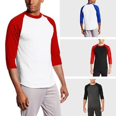 Mens Baseball Raglan 3/4 Sleeve T Shirts Plain Tee Jersey Team Sports Gym Family