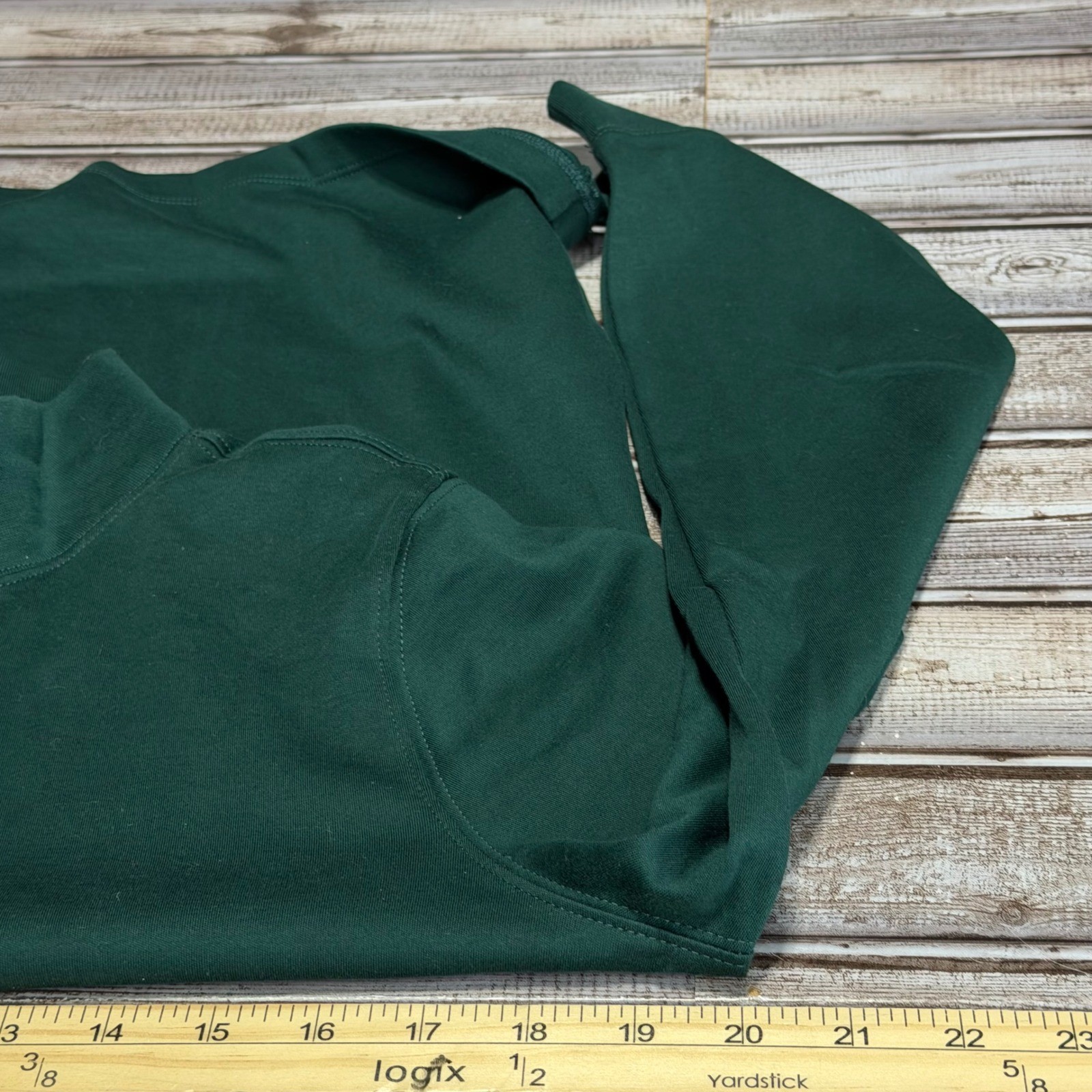 LL Bean Unisex Mock Neck Long Sleeve Shirt Forest Green 100% Cotton S/M gallery
