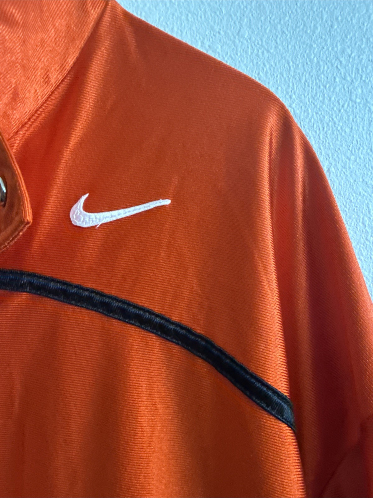 Vintage Y2K Nike Team Sports Snap front Warm Up Jersey Orange Men's XL gallery