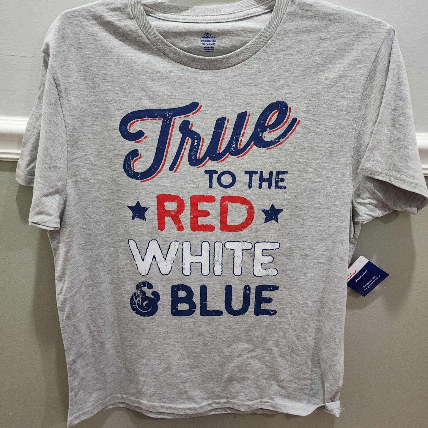 AMERICA TRUE TO THE RED WHITE & BLUE MENS GRAY T-SHIRT SIZE XL (46-48) NEW gallery