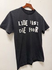 Superrradical Live Fast Die Poor Black T-Shirt Men’s Small Logo Graphic Y2K