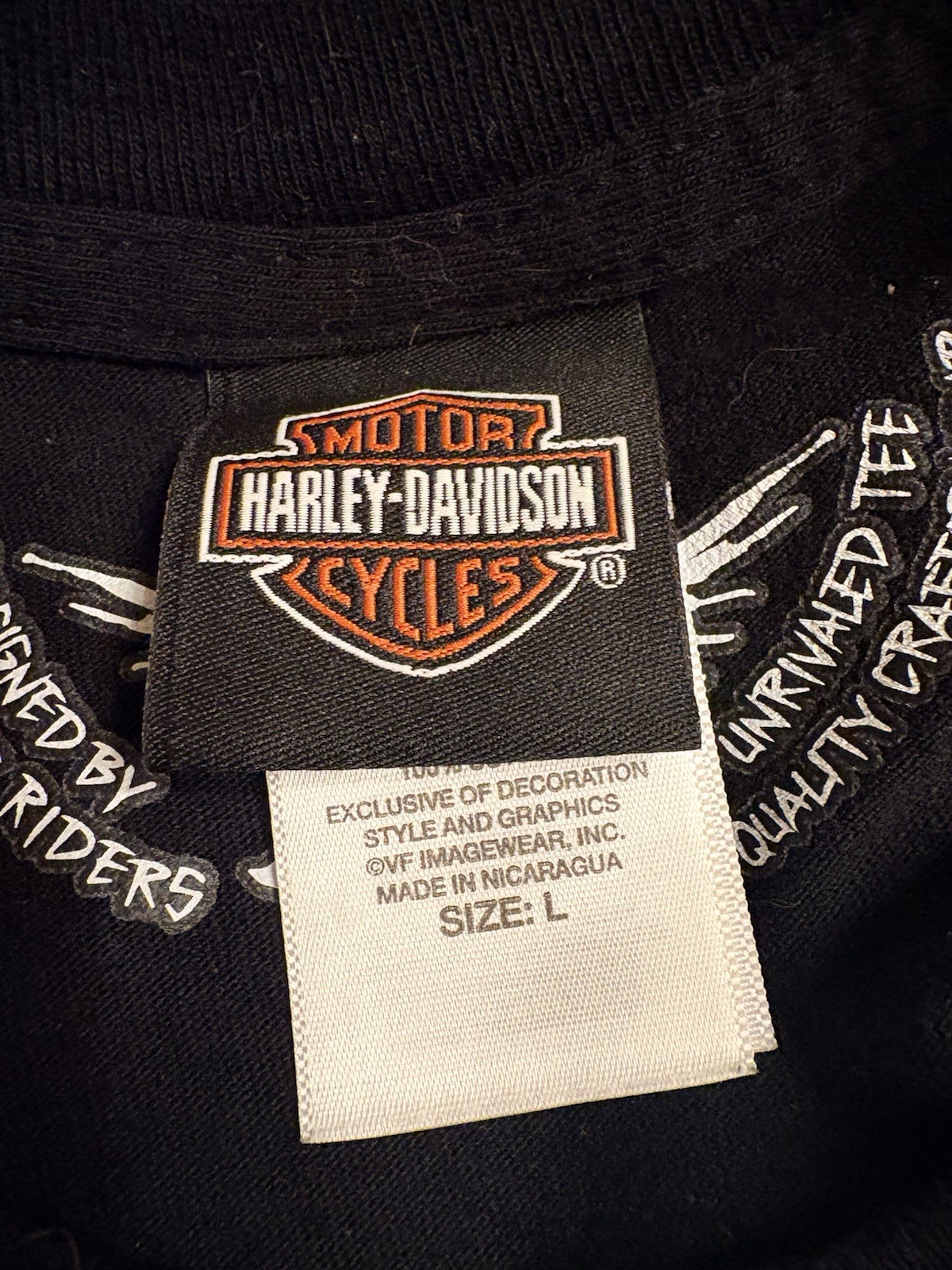 Harley Davidson Biker Built Sellersville PA Snake Skull T Shirt Size Large Black gallery